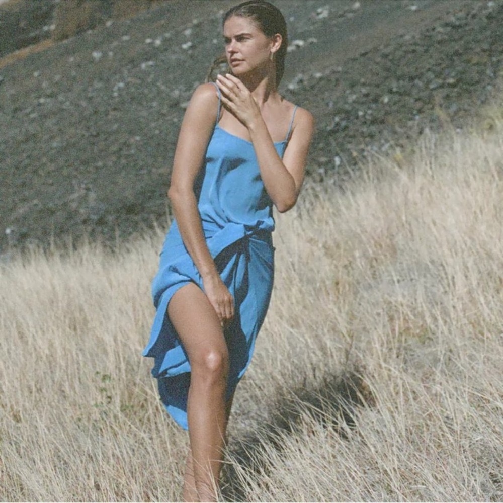 Elegant Blue Slip Dress
